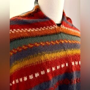 Planet Earth Sweaters | Llama Wool Poncho | Colorful Vibrant Cover | S/M